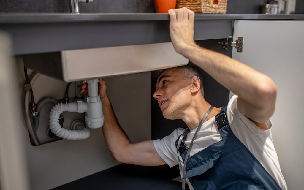 man fixing lavatory